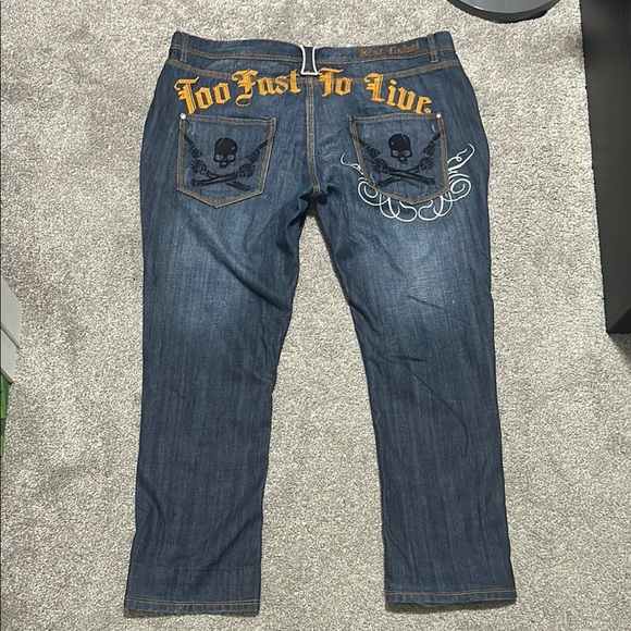 Vintage Blac Label “Too Fast To Live” Embroidered Jeans - Picture 2 of 4